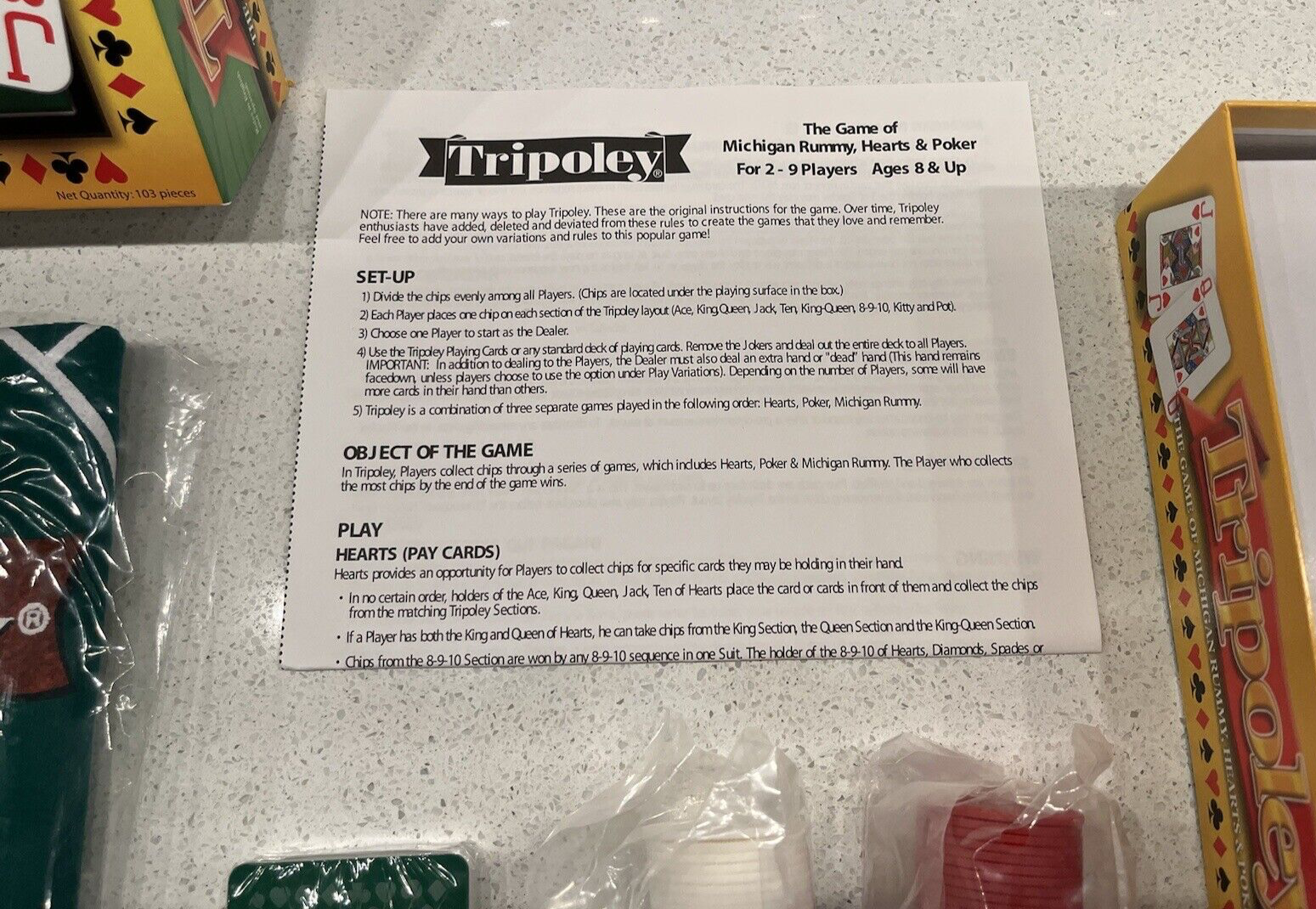 IDEAL TRIPOLEY DELUXE MAT VERSION Game of Michigan Rummy Hearts & Poker Age  8+ | eBay