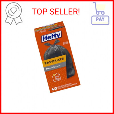 Hefty Easy Flaps Multipurpose Large Trash Bags, 30 Gallon, 40 Count