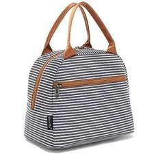  Lunch Bag Tote Bag Lunch Organizer Lunch Holder Insulated White&Black Strip
