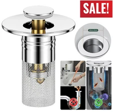 Universal Bathroom Sink Stopper Hair Catcher Pop Up Sink Drain Strainer Filter