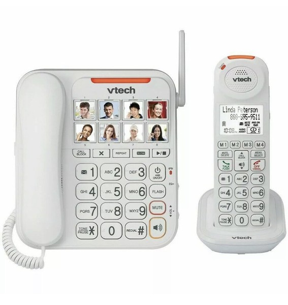 New Vtech SN5147 Careline Amplified Corded/Cordless Phone 735078041173