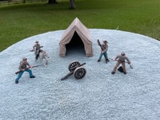 Confederate Soldiers with Tent and Cannon; toy/Civil War/diorama/Scale: 1:32