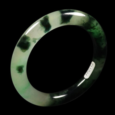 58mm Black Green Icy Jadeite Jade Bangle Bracelet Chinese Jade Bracelet Z04277