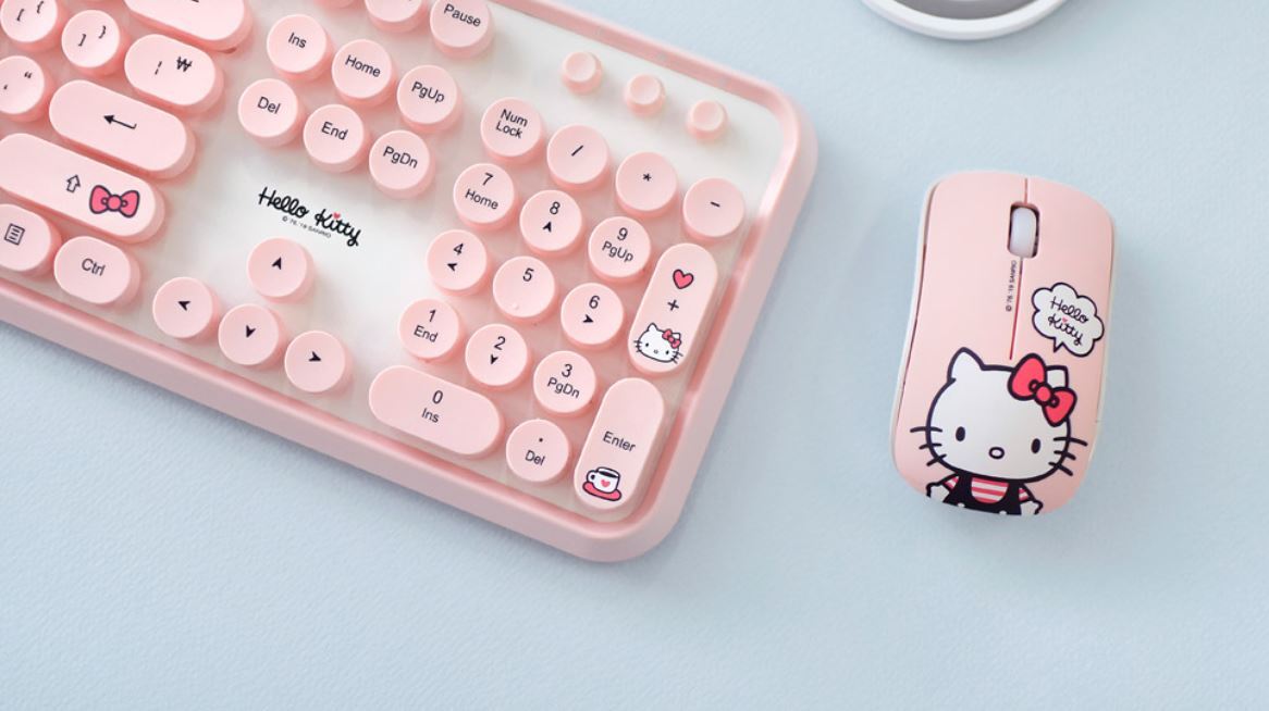 Hello Kitty] Hello Kitty Wireless Keyboard Mouse Set Retro Typing