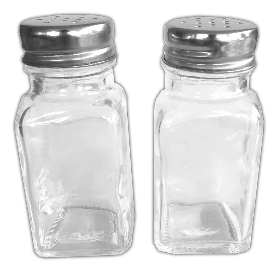 2er Set Glas-Gewürzstreuer Con Tapa de Acero Inoxidable Vidrio Especias Salero - Imagen 1 de 1