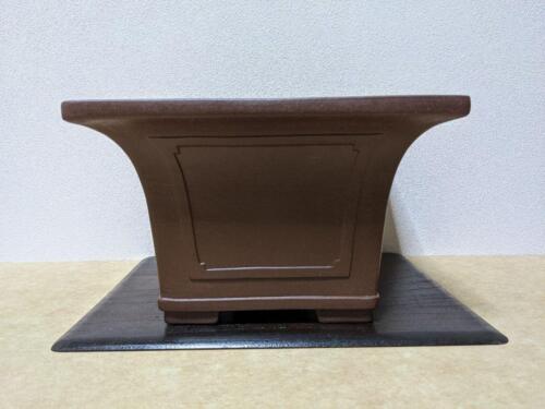 Chinese Bonsai Pot Signed Unglazed Square Kengai Width 31cm / 12.2 in. - Picture 1 of 12