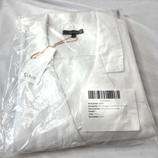 Quince Large 100% European Linen Button Front Dress White New