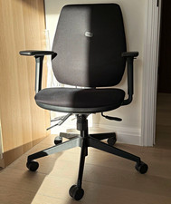 Black Fabric Operator/Task Office Chair, Adjustable Arms, Swivel, Castors