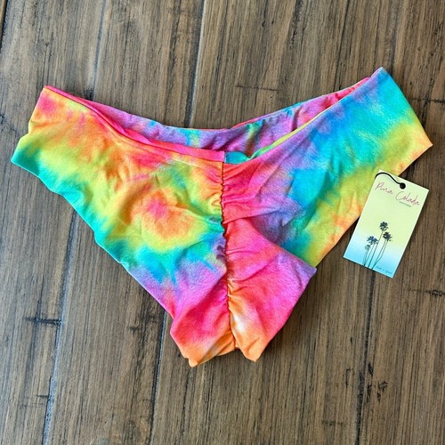 Neu mit Etikett Regenbogen Batik gerafft freches Hipster Bikiniunterteil in LARGE von Pina Colada - Bild 8 von 8
