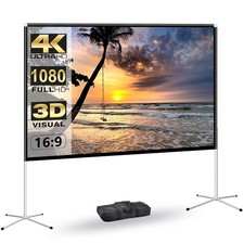 80" Portable Projector Screen with Stand for Outdoor and Indoor 4K Movies