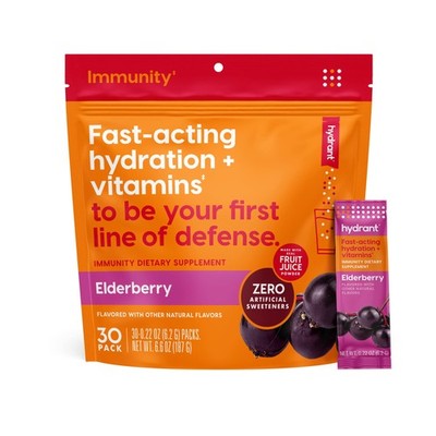 Hydrant Immunity Individual Immune Hydration Powder Stick Packets with Vitami...