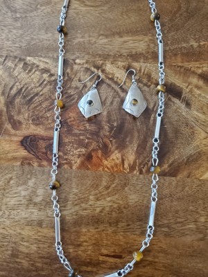 RAE Designer Collier Sterling Silber 925 mit Tigers Eye Kugeln Mexico  Jahre