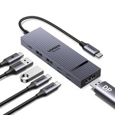 6 in 1 USB C Hub to DisplayPort HDMI VGA Ethernet 100W PD 4K 60Hz USB C