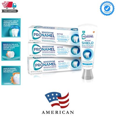 Active Shield Whitening Enamel Toothpaste, Cool Mint - 3.4 Ounces x 3