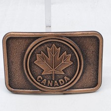Vintage Canada Belt Buckle Maple Leaf Buckle Copper Metal Made By Century