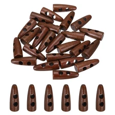 3cm/1.18 Inch Wooden Toggle Button,  24 Pcs 2 Hole Wood Buttons, Brown