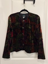 Vtg Fritzi California Velvet Jacket Medium Blazer Abstract Whimsygoth Art To Wea
