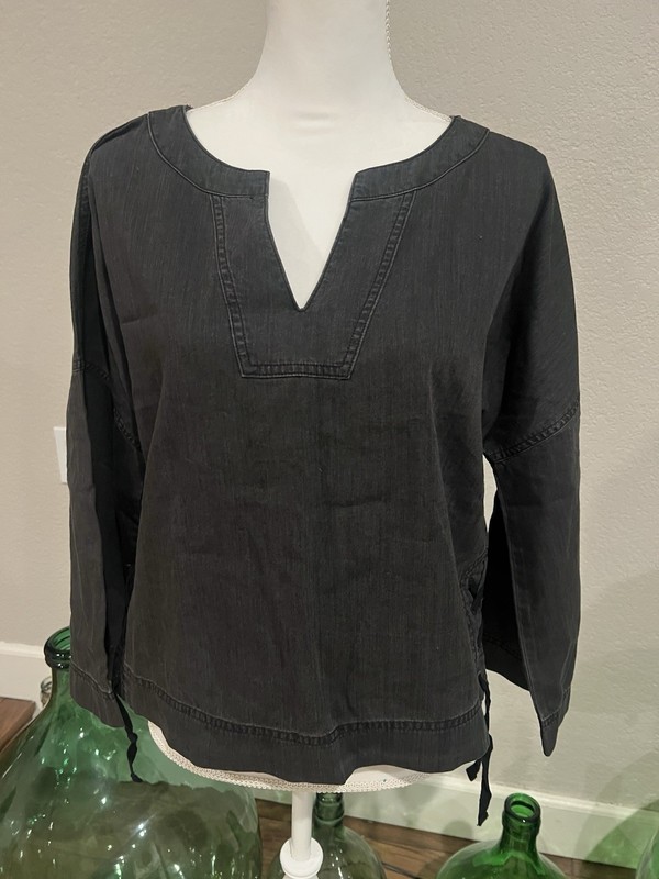 NEW Madewell $78 denim side-lace top in sloan black SizeM H2364 In Charcoal 
