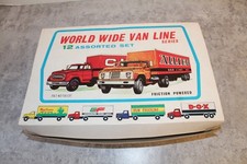 1960- TIN FRICTION TOY-WORLD WIDE VAN LINE 11 TRUCKS SERIES ORIGINAL BOX