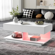 Extendable Coffee Table 41-77" Hidden Storage Compartment Center Table LED Light