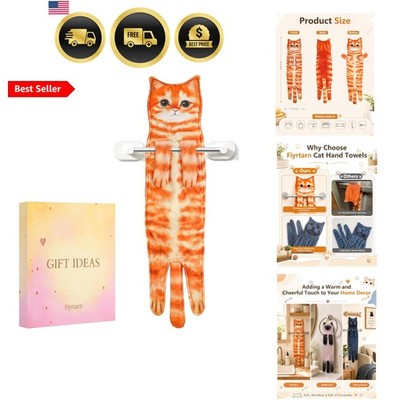 Hand Towels for Bathroom Kitchen Essentials - Orange Cat Towel Cute Stuff Fun...