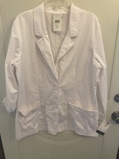 New Peaches womens white laboratory coat size 16, 30" length, roomy 44' waist