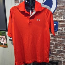 Under Armour Men's Red Gray Polo Shirt Size M Short Sleeve Collared Logo