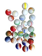 Marble King 3 Color Patch Marbles Beach Balls Lot Of 25 Vintage .6 "