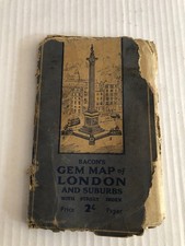 1930 Klejnot Bocona Mapa Londynu i przedmieść Twarda okładka z rozkładanym 9 pensów rzadka
