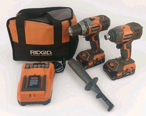 RIDGID 18V Brushless 2-Tool Combo Kit R86008 Hammer Drill R86034 Impact Driver