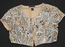 Womens White House Black Market Sequence Bolero Cropped Jacket Size S Partycore