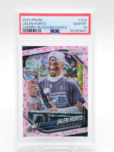JALEN HURTS 2025 PANINI PRIZM CHERRY BLOSSOM CHOICE /15 #228 EAGLES PSA 10 Q4710