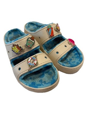 CROCS x SpongeBob Cozzzy Terry Sandals Sandi Bone Men's Sz 8 Goo Lagoon Patrick