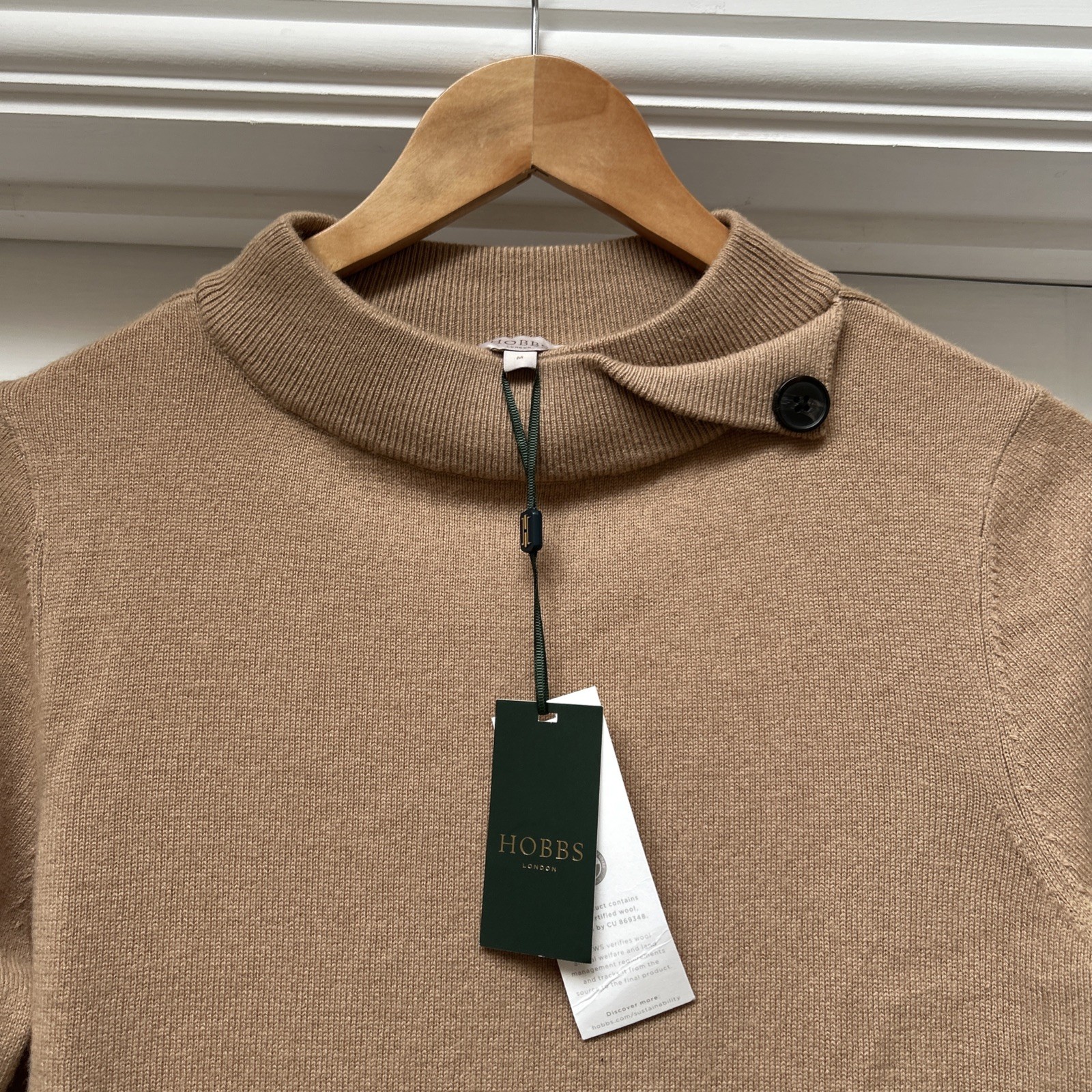 Hobbs Talia Camel Wool Jumper Size M image 5