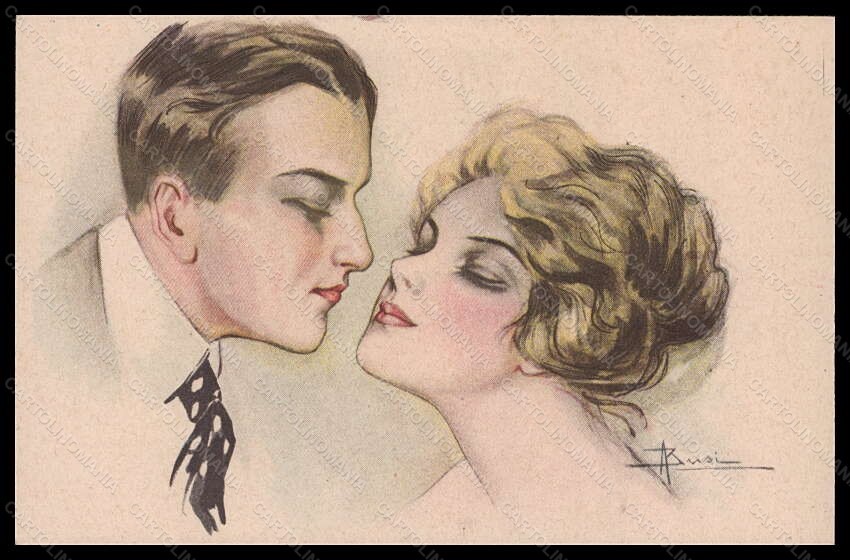 Cartolina Artista Firmata Busi Coppia Romantica Lady Kiss serie 124 VK6446