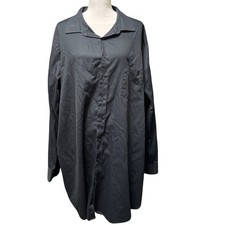 Van Heusen Lux Sateen Black Button Down Shirt Tall Fit Long Sleeve Men's