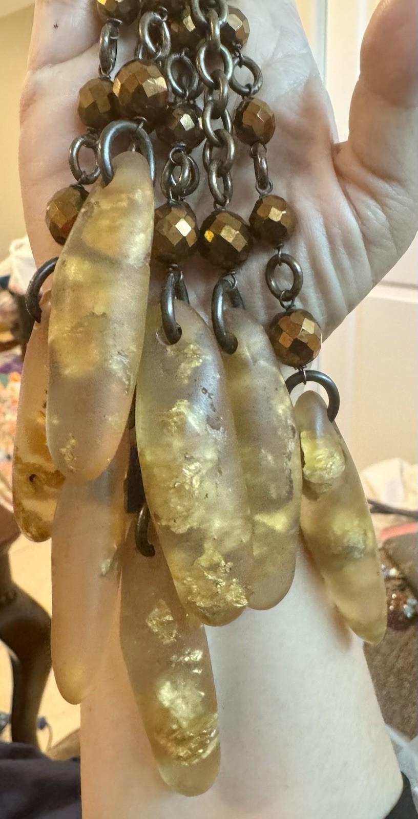 Important Signed Gold Leaf Resin Dangle Statement… - image 4