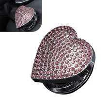 Bling Car Push Start Button Cover, Rhinestone Heart-Shaped Auto 1 PC Pink