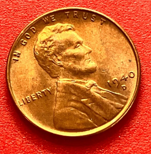 1940-D Lincoln Wheat Cent Penny GEM RD BU From an Original Bank Roll