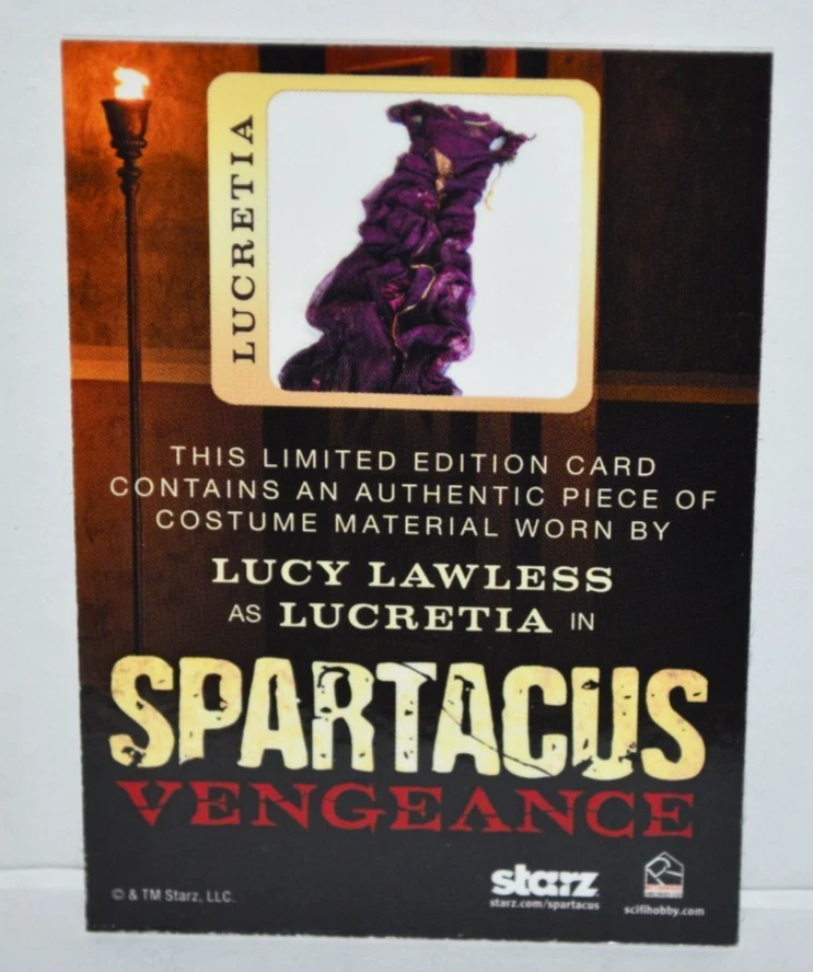 Tarjeta reliquia de disfraces de Spartacus Vengeance Lucy Lawless como Lucretia RARA Foto 2 de 2