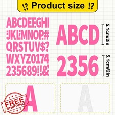 6 Sheets Iron On Letters Numbers 306 Pcs 2 Inch Alphabet Patches Pink T-Shirt
