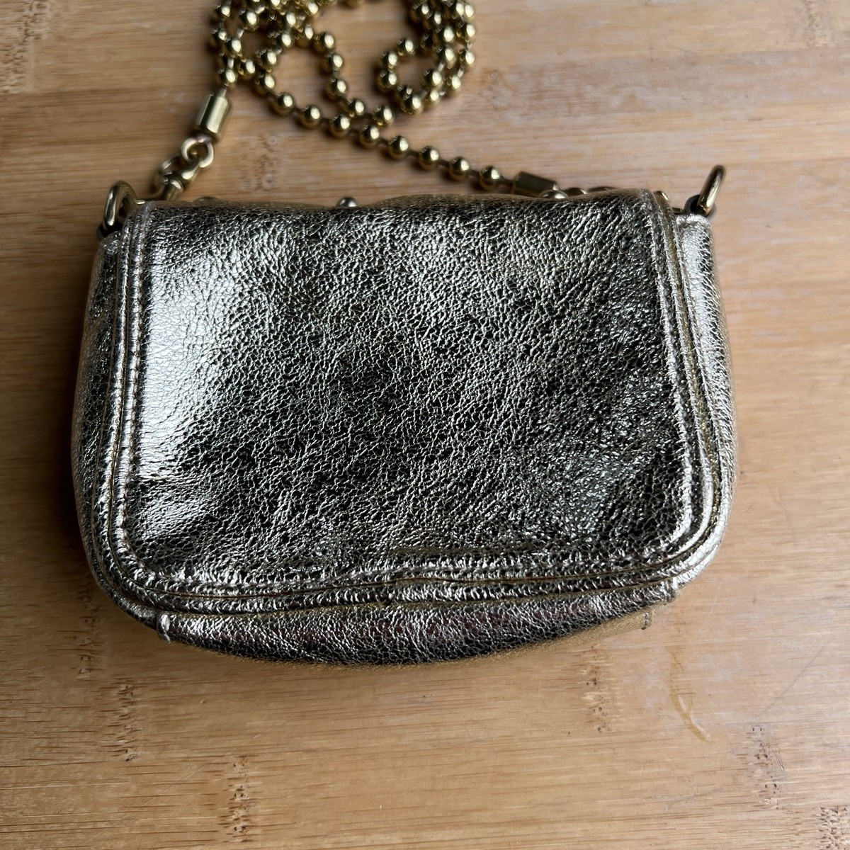 Coach Poppy Swarovski Rhinestone Evening Cocktail Bag Gold Leather