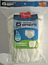 Hanes Boys White Cotton Comfort Soft Briefs 6 pack Size M 10-12 