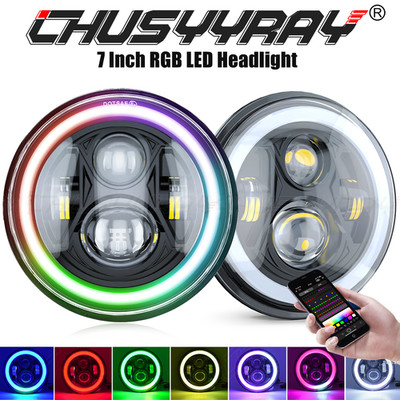 Fit GMC C15/C25 C35 1975-78 Pair 7''inch Round RGB Headlights DRL Hi Lo Beam
