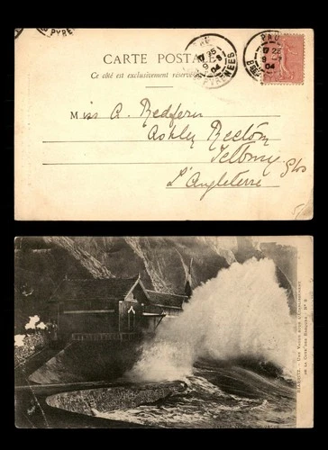 Mayfairstamps France 1904 to Telbury England Large Wave Postcard aaw_91245