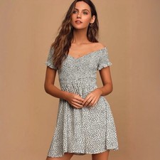 Lulus Flirt It Up Off-the-Shoulder Mini Dress
