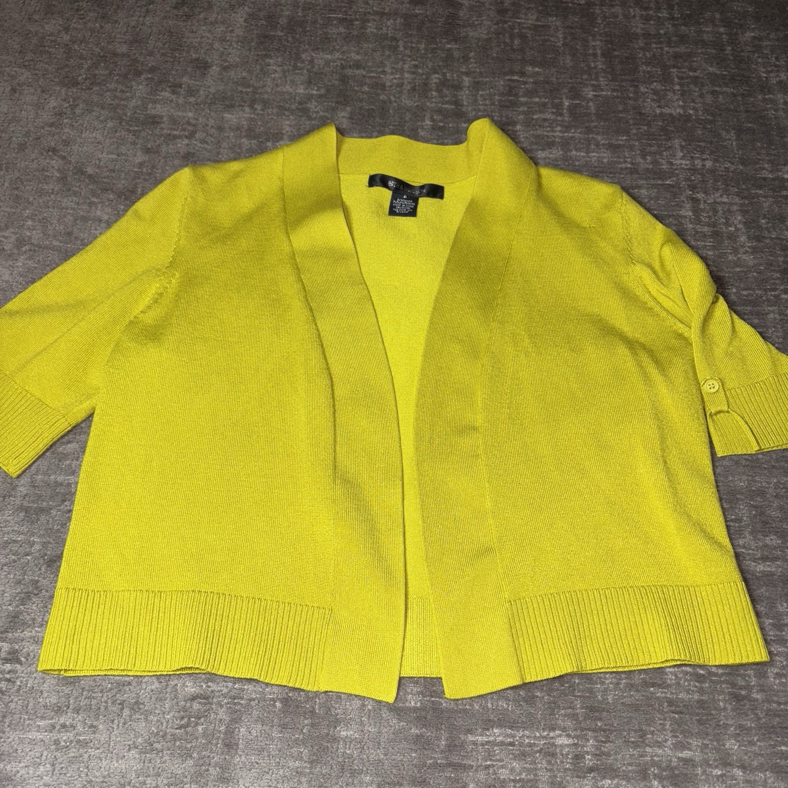 Cardigan Crop Bolero SMALL 3/4 Sleeve Chartreuse Button Sleeve by 89th & Madison-image