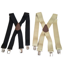 Lot of 2 Carhartt 2" Wide Clip-On Heavy Duty Suspenders Adjustable Black Beige