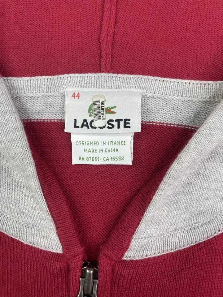 Lacoste Hooded Men's 44 Sweater Full Zip Striped Cachmere Blend - Image 4 of 4