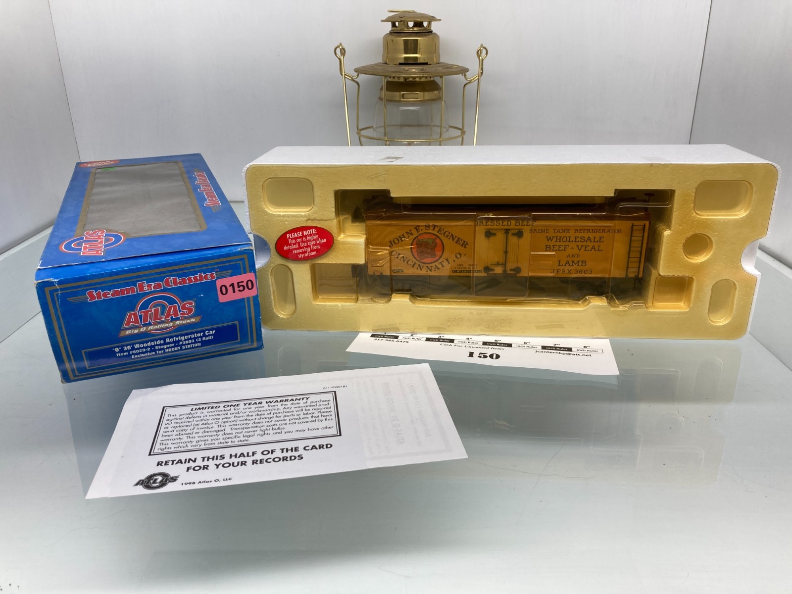 150 Atlas 36' Woodside Refrigerator Car Stegner Beef Veal  1:48 O Gauge 3 Rail